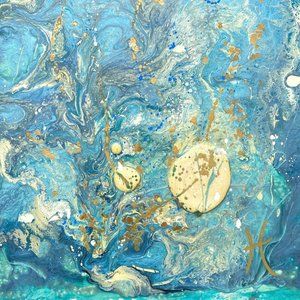 Ebb and Flow Original Art Mixed Media Painting Frame Ready Artwork 11x14in